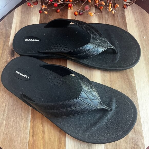 Okabashi Voyager Men's Flip Flops Thong Sandal Sz 11M in Black Slip Resistant - Picture 1 of 9